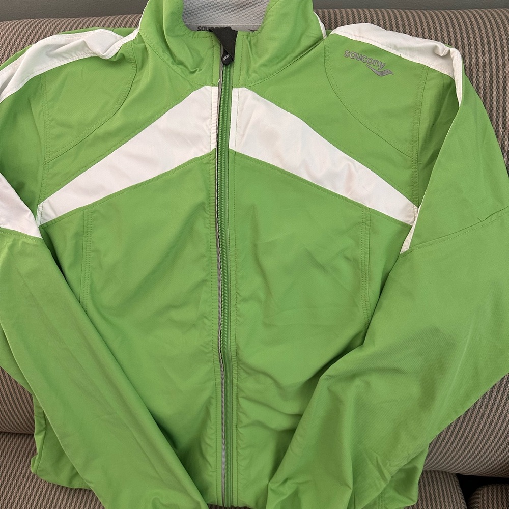 Ladies Saucony Lime Green and White Windbreaker size S